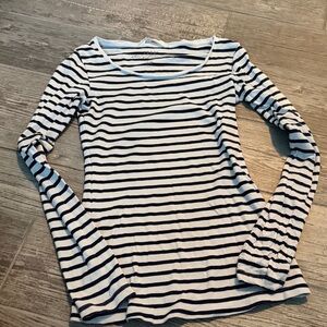 H&M Black and White Striped Long Sleeve Tee